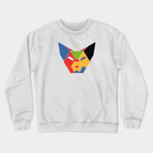 Geometric Abstract Cat Colorful and Retro Design Colorful Abstract Cat Elegance Crewneck Sweatshirt